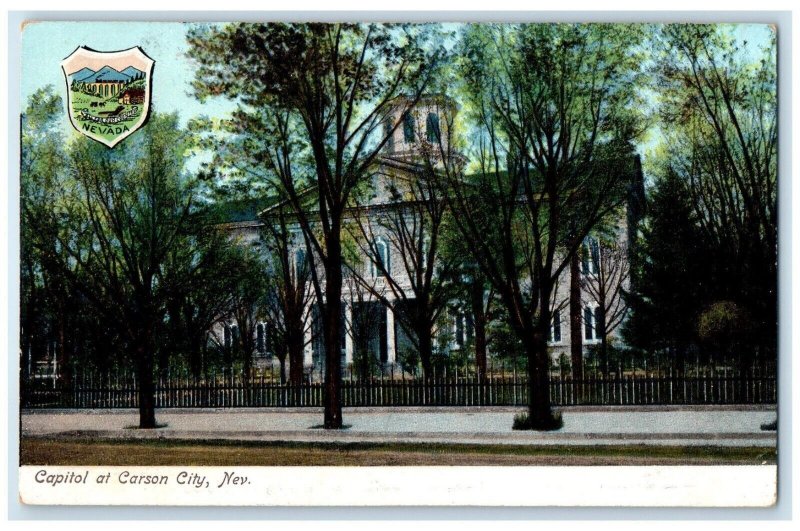 c1905 Capitol Exterior Building Carson City Nevada NV Vintage Antique Postcard