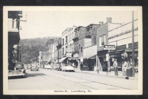 LEECHBURG PENNSYLVANIA DOWNTOWN MARKET STREET SCENE OLD CARS POSTCARD