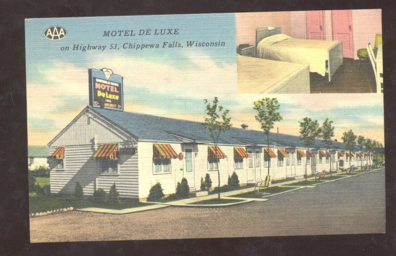 Chippewa Falls Wisconsin Motel Deluxe Interior Linen Advertising