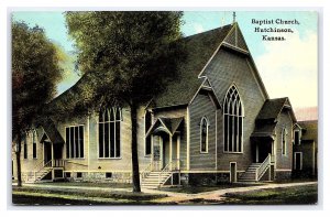 Postcard Baptist Church Hutchinson Kansas c1915 Postmark