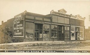 NE, Greenwood, Nebraska, RPPC, Stone & Metcalf, Stone Mercantile Co Store