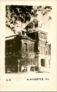 RPPC Winchester Illinois IL - Scott County Court House UNP Postcard