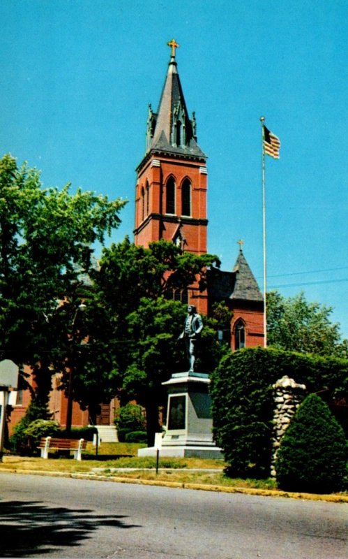 Massachusetts Amesbury Huntington Square With Josiah Bartlett Statue & St Jos...