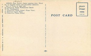 Large Letters multi View Union New Jersey linen Postcard Weinstein 12531