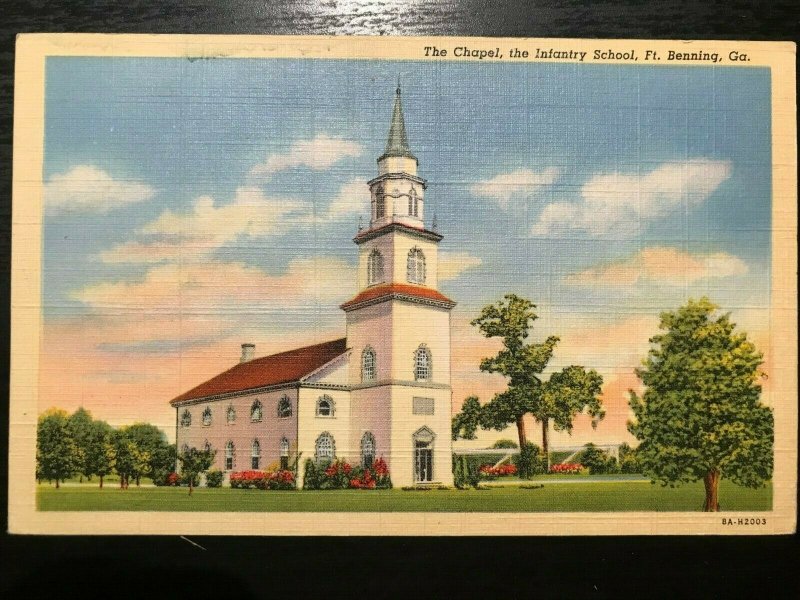 Vintage Postcard 1943 The Chapel the Infantry School Fort Benning Georgia 