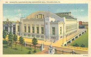 Philadelphia, PA Municipal Auditorium & Convention Hall Linen Postmarked 1940