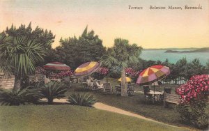 Terrace, Belmont Manor, Bermuda, Early Hand Colored Postcard, Used