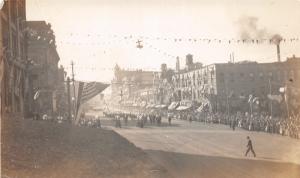 F15/ Parade Real Photo RPPC Postcard c1910 Military Patriotic Flag 25