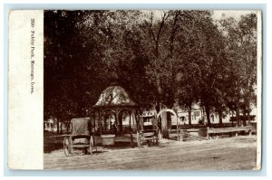 c1910's View Of Public Park Marengo Iowa IA, Horse Buggy Pavilion Postcard