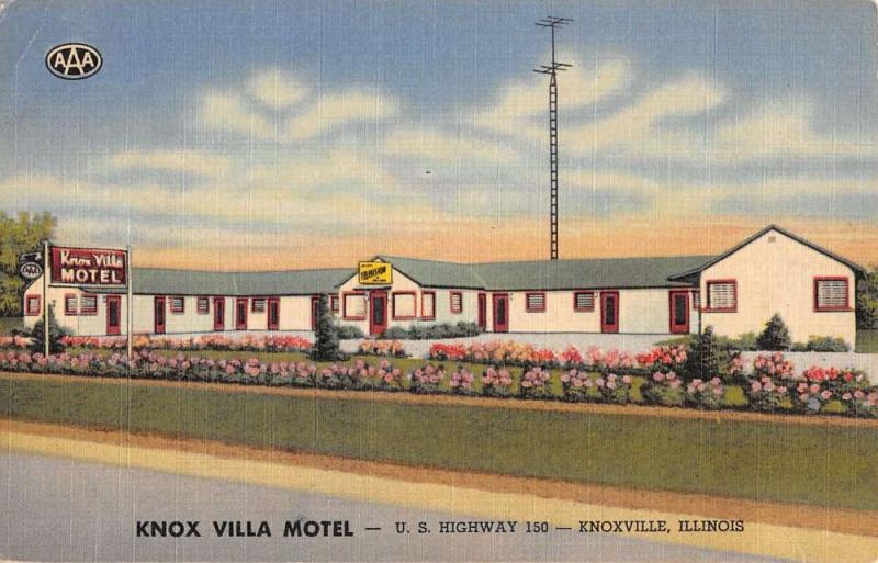 Knoxville Illinois Villa Motel Street View Antique Postcard K42895