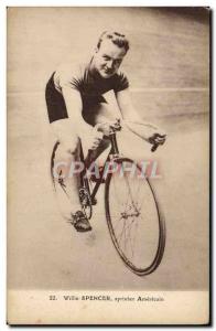 Postcard Old Bike Cycle Cycling American sprinter Willie Spencer