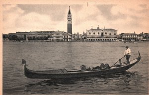 Vintage Postcard Venezia Panorama E Gondola Ocean Boat Buildings Venice Italy