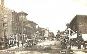 Sackets Harbor NY Busy Main Street in 1910, Real Photo Postcard