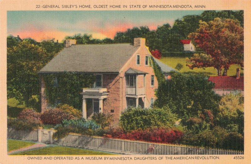 c.1940's General Sibley's Home Mendota Minn. Postcard 2R4-342 