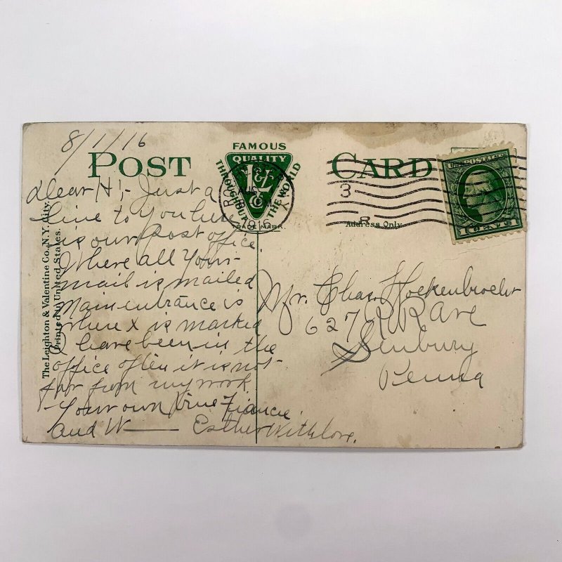 Postcard New York Rochester NY Post Office 1916 Divided Back Posted