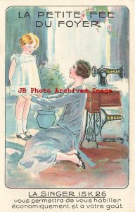 Advertising Postcard, Singer Sewing Machine, La Petite Fee Du Foyer, Draguignan