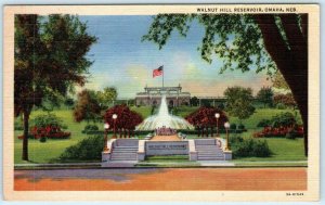 OMAHA, Nebraska NE   WALNUT HILL RESERVOIR  ca 1940s Linen   Postcard