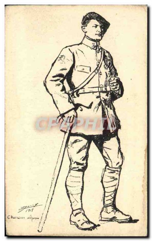 Old Postcard Militaria Alpine hunters