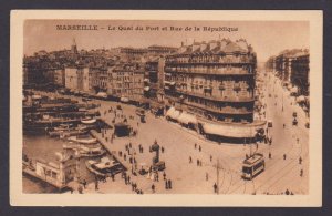 FRANCE, Vintage postcard, Marseille, The Quai du Port and Rue de la République