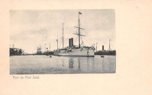 Port Said Egypt Steamer in Harbor Vintage Postcard AA74999