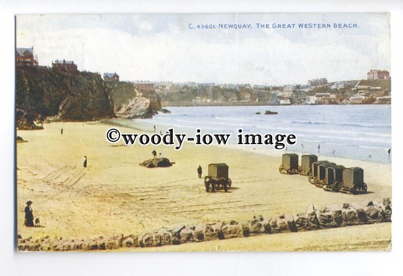 tq0644 - Cornwall - Bathing Machines on Great Western Beach, Newquay - Postcard