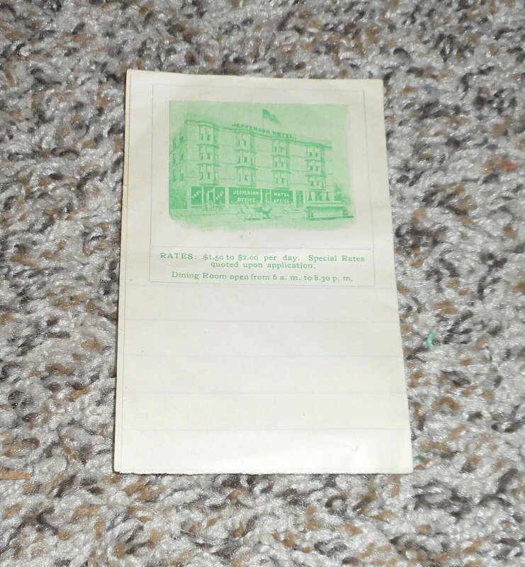 Antique Jefferson Hotel Portland ME Maine Advertising Stationary Paper