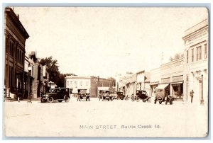 c1926 Main Street View Of Battle Creek Savings Bank Iowa IA RPPC Photo Postcard 