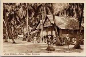 Malay Village Singapore Toddy Collector 3 Men Real Photo Postcard E61