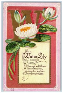 Language Of Flowers Romance Postcard Water Lily Eloquence Embossed c1910's