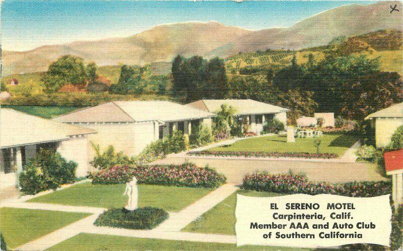 Carpinteria  El Sereno Motel Santa Barbara California Postcard roadside 3161