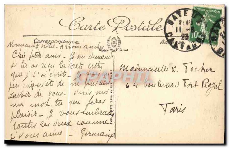 Old Postcard Arromanches Commemorative Monument Combat Naval Centennial 7 and...