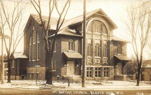 Beaver Dam Wisconsin 1913 RPPC Real Photo Postcard 1st Baptist Church