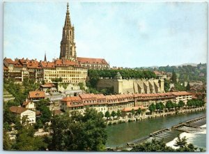 Postcard Bern Minster and Aare Switzerland Europe