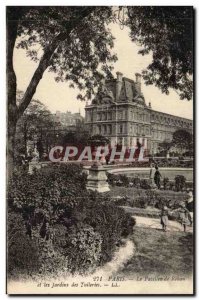 Paris Old Postcard Rohan pavilion and the Tuileries gardens