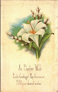 vintage EASTER postcard FLOWERS LILLY - PC - POSTED