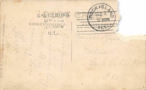 G34/ Galesburg Illinois RPPC Postcard 1914 CB&Q Railroad Depot DAMAGE