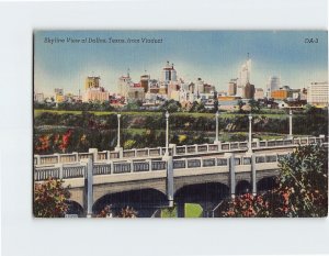 Postcard Skyline View of Dallas from Viaduct Dallas Texas USA
