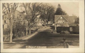 Hope Valley, Hopkinton RI Train Cars Depot Square c1910 Real Photo Postcard