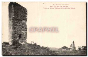 Old Postcard Salies du Salat Tower of the old castle and old church