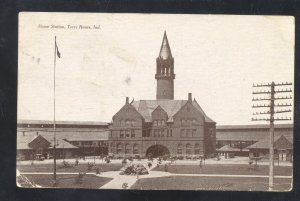 TERRE HAUTE INDIANA UNION RAILROAD STATION TRAIN DEPOT VINTAGE POSTCARD