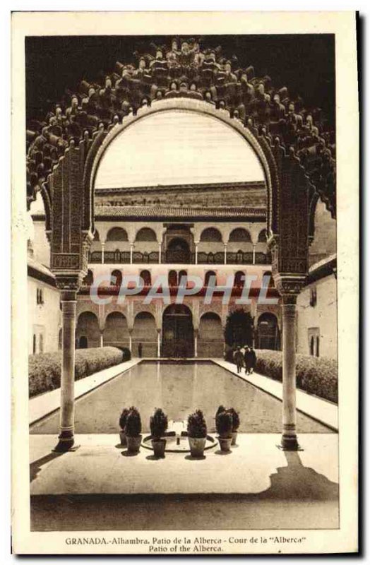 Postcard Old Granada Alhambra Patio de la Alberca