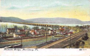 Rockville Bridge Railroad Harrisburg Pennsylvania 1910c postcard