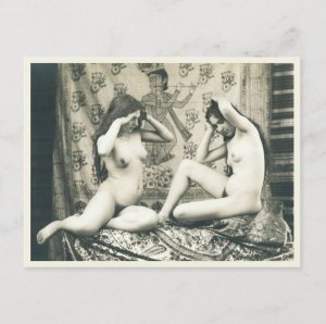 French Nudes Indian Lesbian Women 1900s Vintage Inspired Postcard