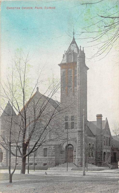 Illinois Il Postcard c1910 PARIS Christian Church Building