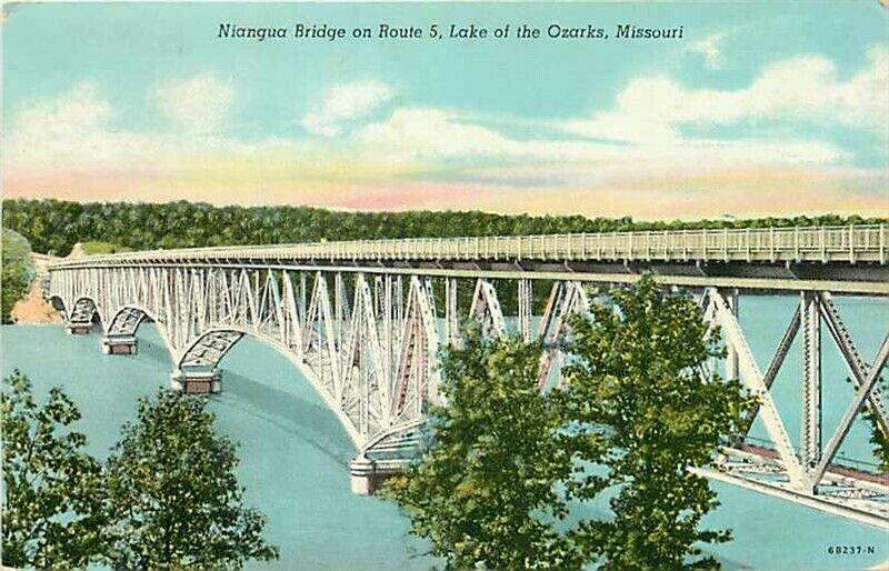 MO, Lake of the Ozarks, Missouri, Niangua Bridge, Route 5, Curteich