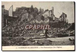 Old Postcard Clermont En Argonne on Panoramic & # 39eglise Army