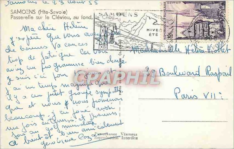 Postcard Modern Samoens (Haute Savoie) Footbridge Cl�vieu deep Criou