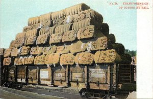 c1907 Postcard; Transportation of Cotton by Rail, 97 Bales in RR Car, Selige 24.