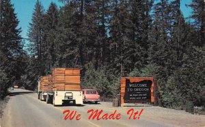 Welcome To Oregon Roadside Sign Lumber Truck Butte Falls 1965 Vintage Postcard