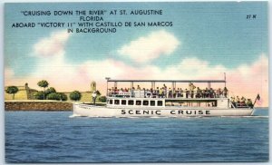 Postcard - Victory II, Cruising Down The River At St. Augustine, Florida